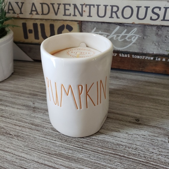 NEW Rae Dunn PUMPKIN Spice Candle Orange Lettering - Picture 2 of 9